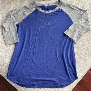 Under Armour Blue and Gray 3/4 Sleeve Shirt